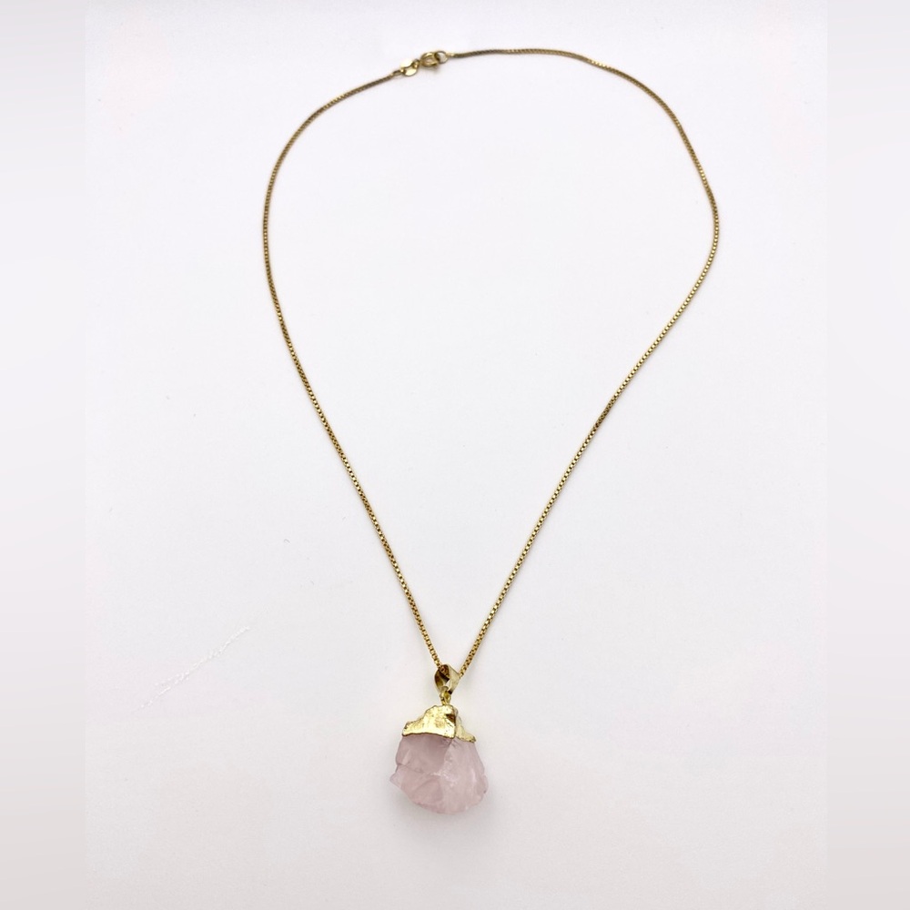 Gold Plated Sterling Silver Box Chain with faux Amethyst Pendant Necklace NWT